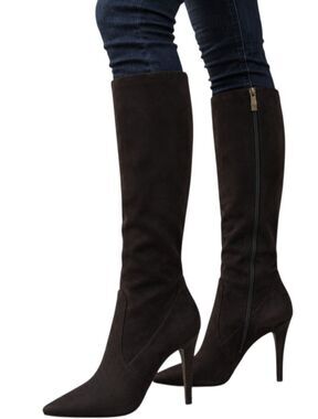 VIA SPIGA Dacia Tall Brown Suede Heeled Boot Size 9